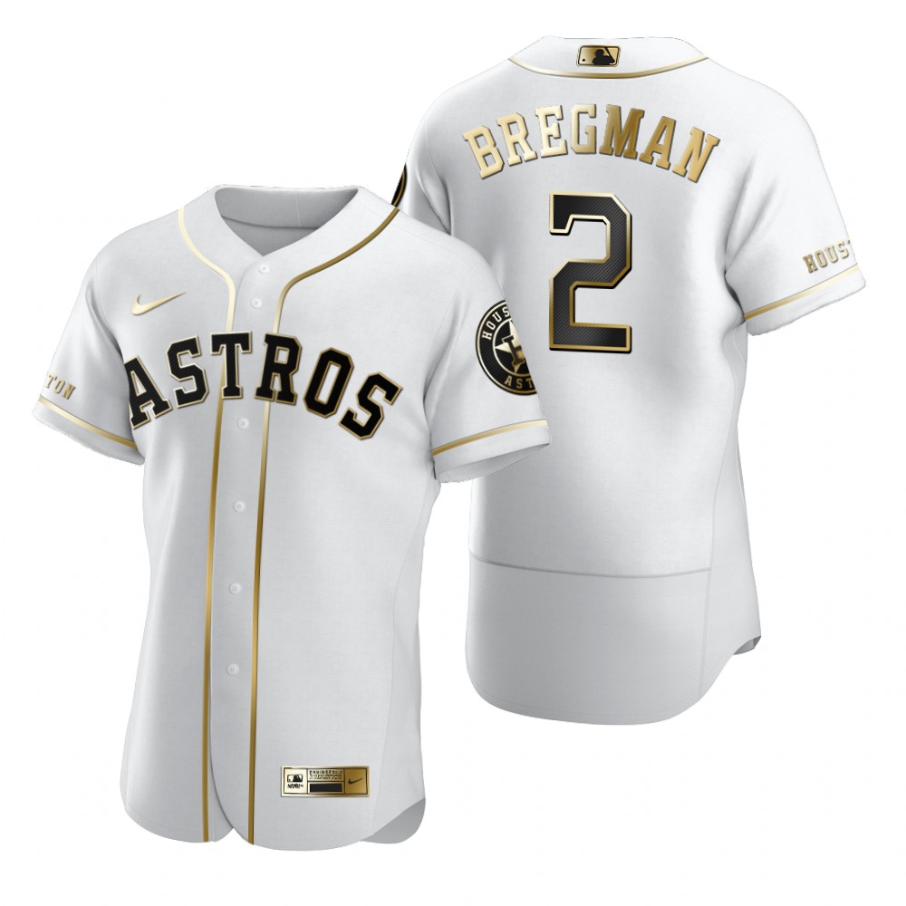 Houston Astros #2 Alex Bregman White Nike Men's Authentic Golden Edition MLB Jersey