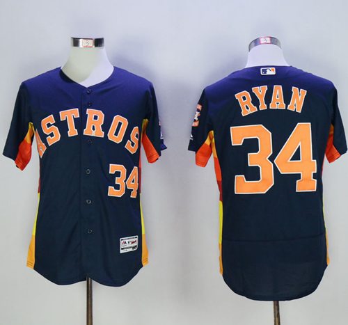 Astros #34 Nolan Ryan Navy Blue Flexbase Authentic Collection Stitched MLB Jersey