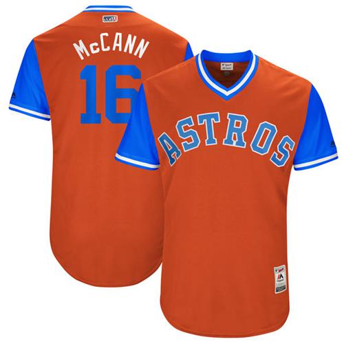 Astros #16 Brian McCann Orange "McCann" Players Weekend Authentic Stitched MLB Jersey