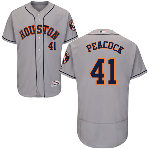 Astros #41 Brad Peacock Grey Flexbase Authentic Collection Stitched MLB Jersey