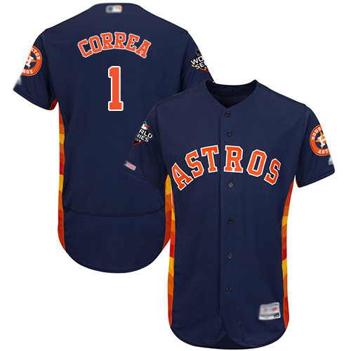 Astros #1 Carlos Correa Navy Blue Flexbase Authentic Collection 2019 World Series Bound Stitched MLB Jersey
