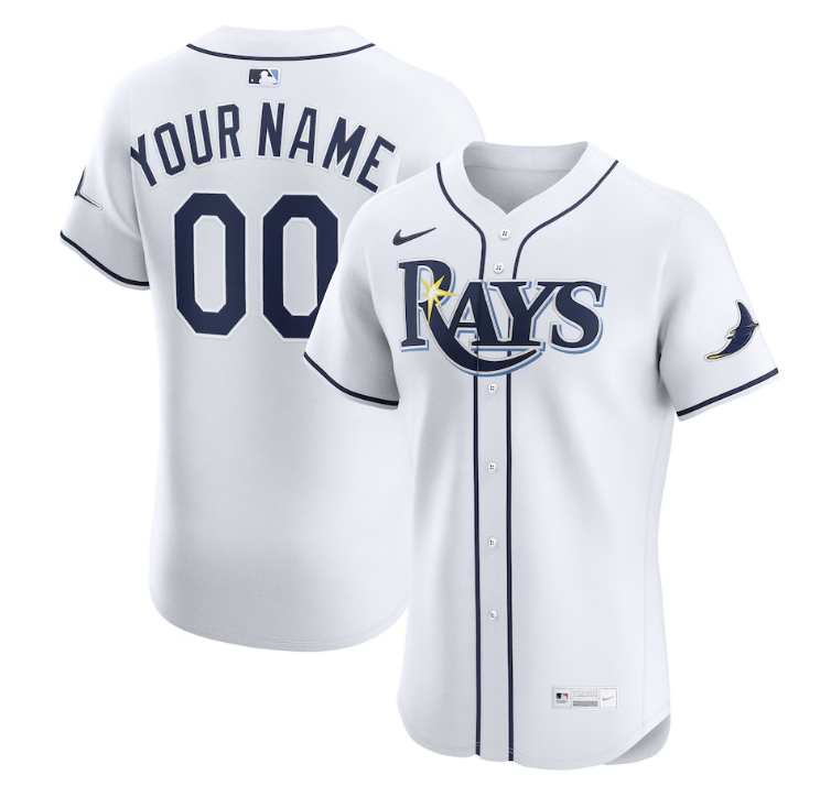 Men's Tampa Bay Rays Custom White Home Elite Baseball Jersey