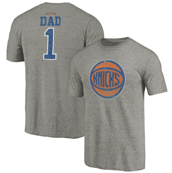 Men's New York Knicks Gray Greatest Dad Tri-Blend T-Shirt