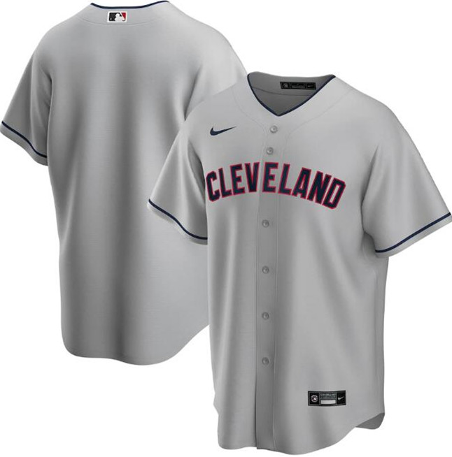 Men's Cleveland Indians Blank Grey MLB Cool Base Stitched Jersey