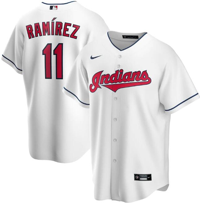 Men's Cleveland Indians #11 José Ramírez White MLB Cool Base Stitched Jersey