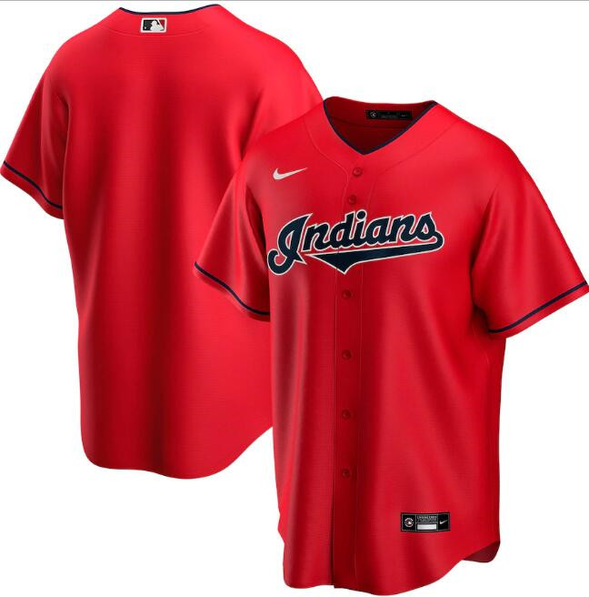 Men's Cleveland Indians Blank Red MLB Cool Base Stitched Jersey