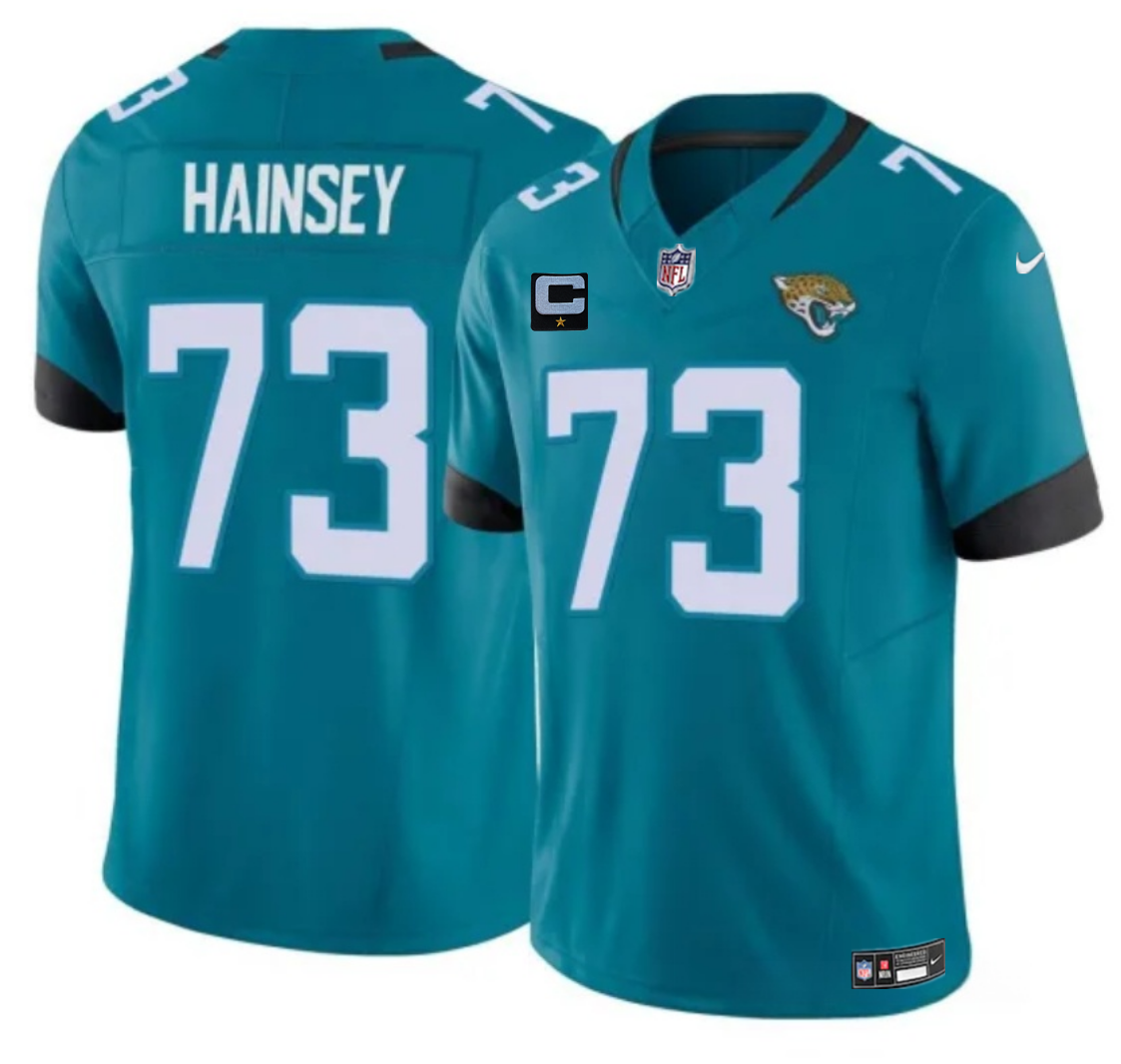 Men's Jacksonville Jaguars #73 Robert Hainsey Teal 2025 F.U.S.E. With 1-Star C Patch Vapor Untouchable Limited Stitched Jersey Men's Jacksonville Jaguars #73 Robert Hainsey Teal 2025 F.U.S.E. With 1-Star C Patch Vapor Untouchable Limited Stitched Jersey
