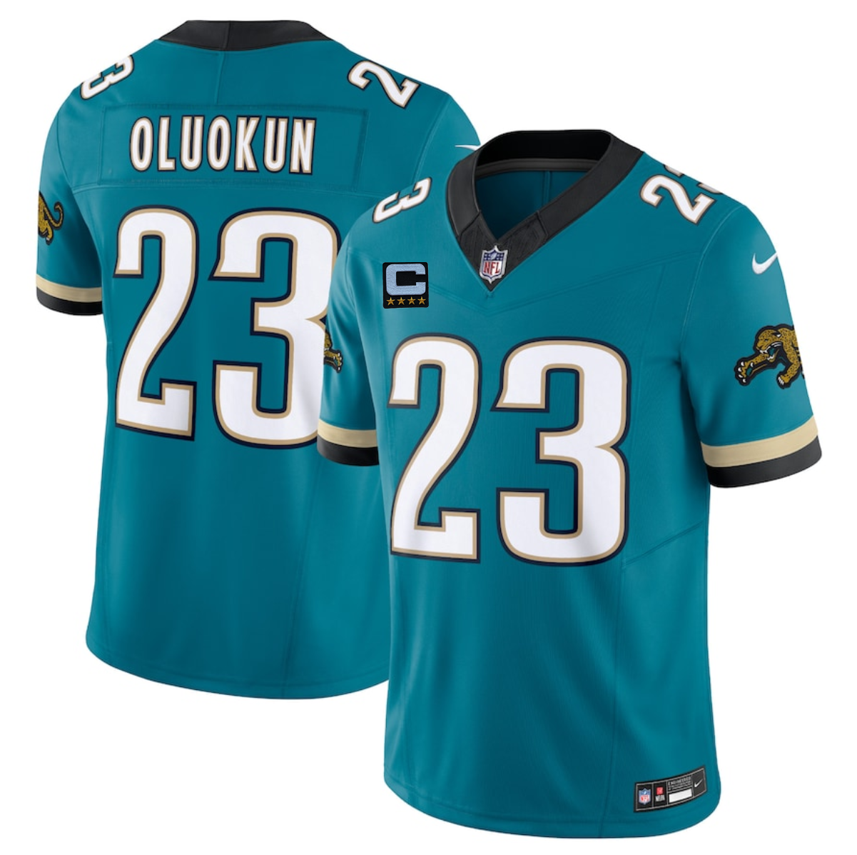 Men's Jacksonville Jaguars #23 Foye Oluokun Teal 2025 F.U.S.E. With 4-Star C Patch Vapor Untouchable Limited Stitched Jersey