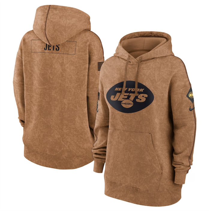 Women's New York Jets 2023 Brown Salute to Service Pullover Hoodie(Run Small)