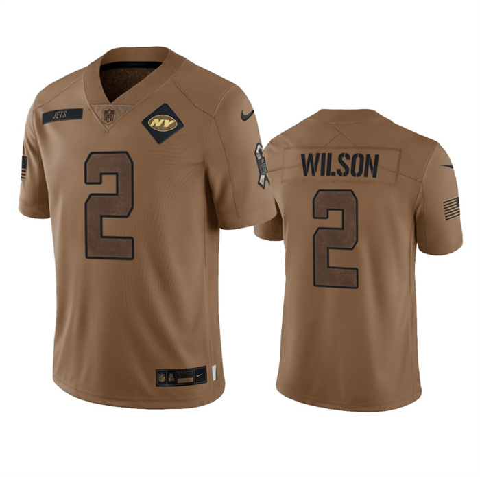 Men's New York Jets #2 Zach Wilson 2023 Brown Salute To Service Limited Stitched Football Jersey