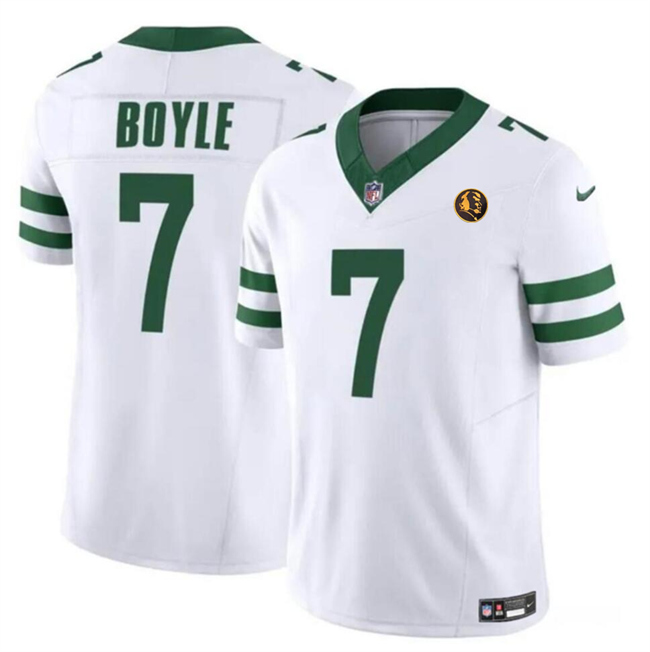 Men's New York Jets #7 Tim Boyle White 2023 F.U.S.E. Throwback With John Madden Patch Vapor Limited Stitched Football Jersey