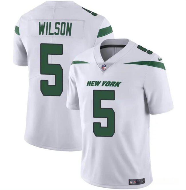 Men's New York Jets #5 Garrett Wilson White Vapor Untouchable Limited Stitched Jersey