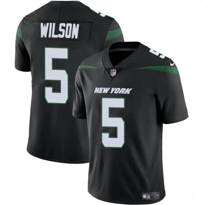Men's New York Jets #5 Garrett Wilson Black Vapor Untouchable Limited Stitched Jersey