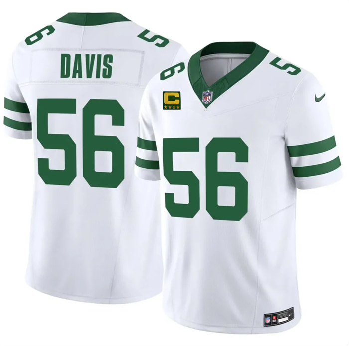 Men's New York Jets #56 Demario Davis White 2025 F.U.S.E. 4-Star C Patch Vapor Untouchable Limited Stitched Jersey