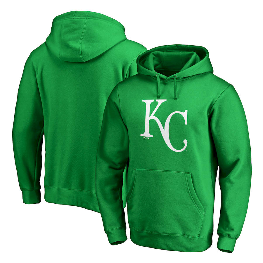Kansas City Royals Majestic St. Patrick's Day White Logo Pullover Hoodie Kelly Green