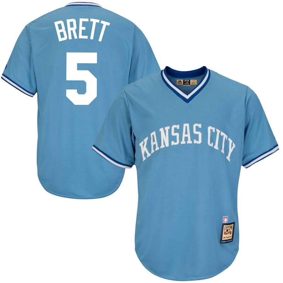 Kansas City Royals #5 George Brett Majestic Cool Base Cooperstown Collection Player Jersey Blue