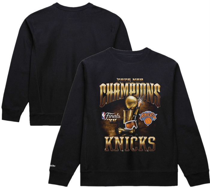 Men's New York Knicks Black 2026 Finals Champions Crewneck Sweatshirt