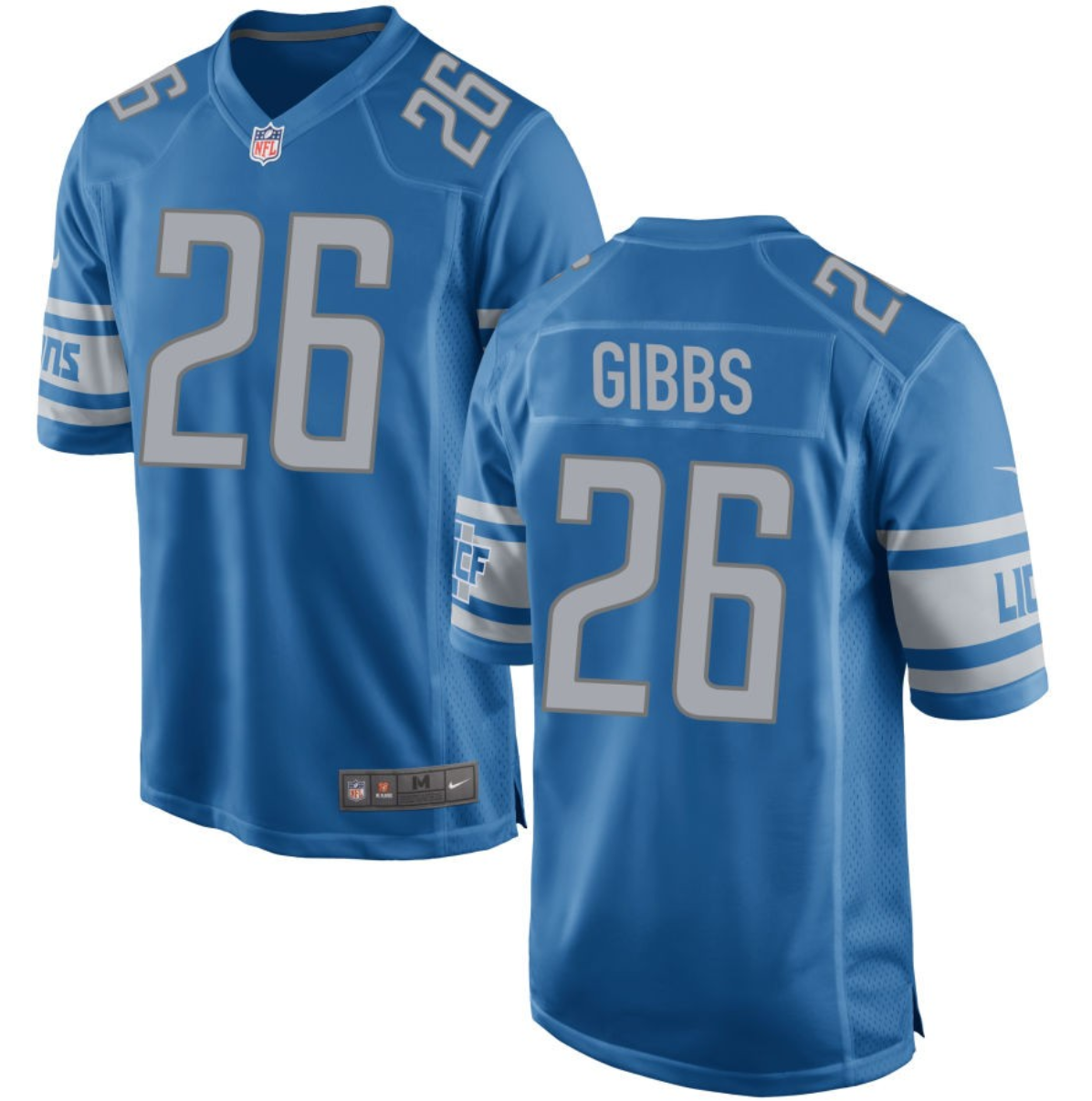 Men's Detroit Lions #26 Jahmyr Gibbs Blue 2023 Draft Stitched Game Jersey