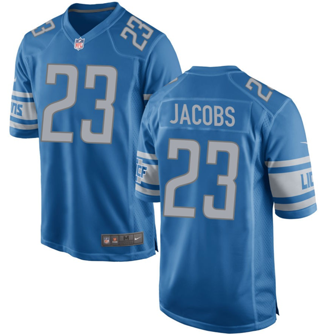 Men's Detroit Lions #23 Jerry Jacobs Blue Stitched Game Jersey