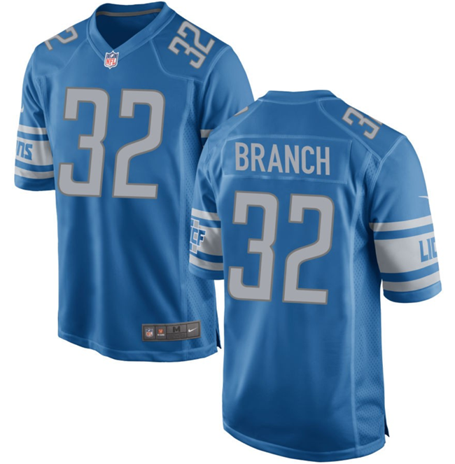 Men's Detroit Lions #32 Brian Branch Blue Stitched Game Jersey