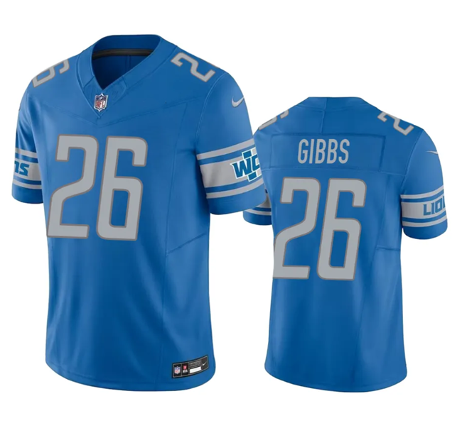 Men's Detroit Lions #26 Jahmyr Gibbs Blue 2023 F.U.S.E. Vapor Untouchable Limited Stitched Football Jersey