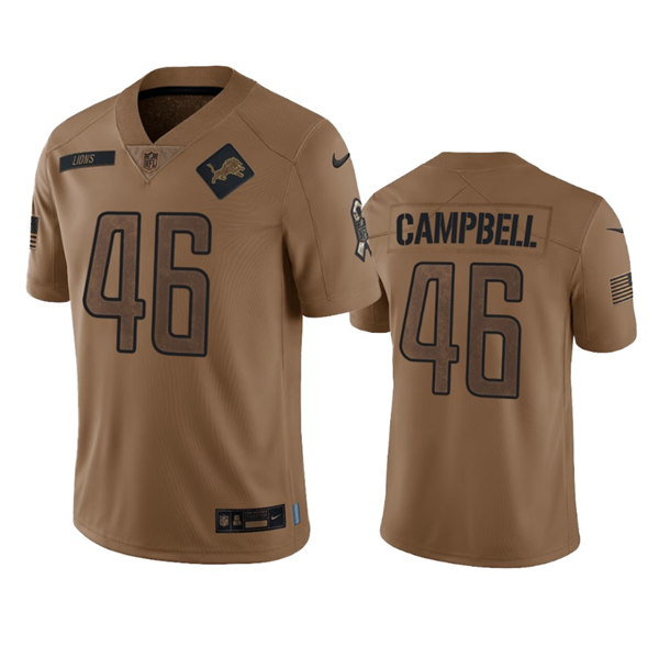 Men's Detroit Lions #46 Jack Campbell 2023 Brown Salute To Service Limited Stitched Jersey