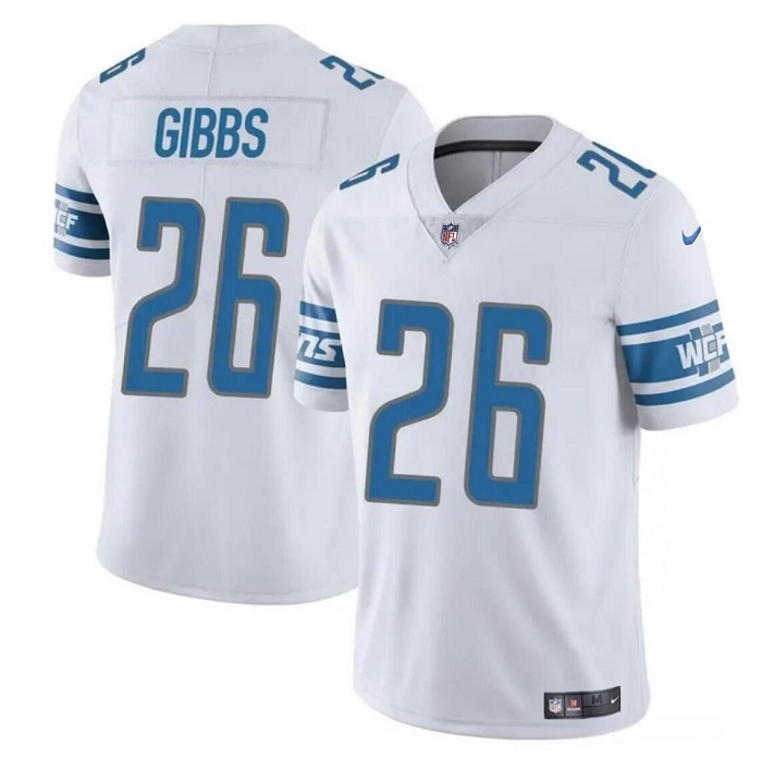Men's Detroit Lions #26 Jahmyr Gibbs White Vapor Untouchable Limited Stitched Jersey