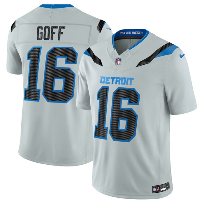 Men's Detroit Lions #16 Jared Goff Silver 2026 F.U.S.E. Rivalries Collection Limited Stitched Football Jersey Men's Detroit Lions #16 Jared Goff Silver 2026 F.U.S.E. Rivalries Collection Limited Stitched Football Jersey