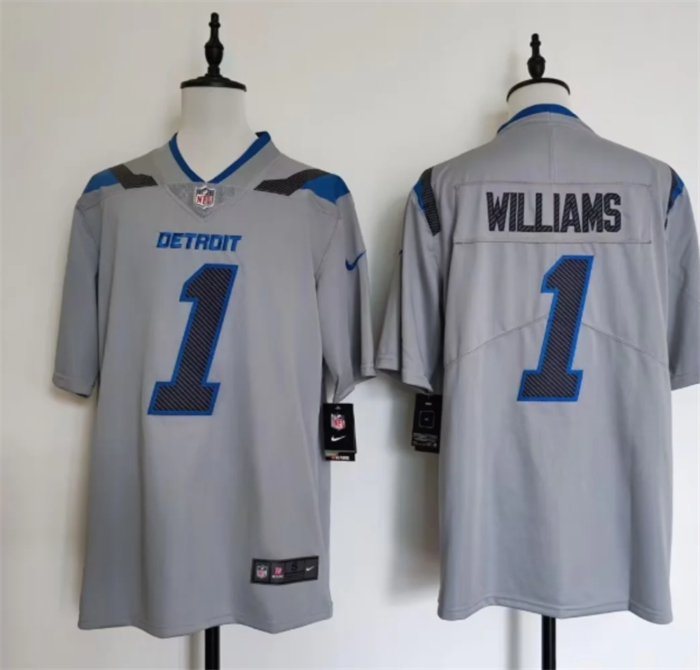 Men's Detroit Lions #1 Jameson Williams Silver 2026 Rivalries Collection Limited Stitched Football Jersey Men's Detroit Lions #1 Jameson Williams Silver 2026 Rivalries Collection Limited Stitched Football Jersey