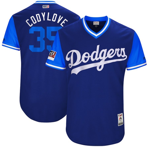 Dodgers #35 Cody Bellinger Royal "Codylove" Players Weekend Authentic Stitched MLB Jersey