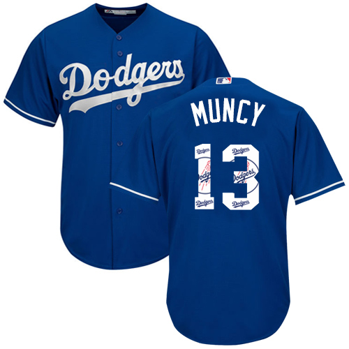 Dodgers #13 Max Muncy Blue Team Logo Fashion Stitched MLB Jersey