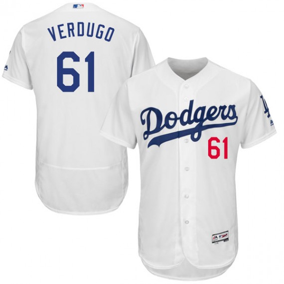 Dodgers #61 Alex Verdugo White Flexbase Authentic Collection Stitched MLB Jersey