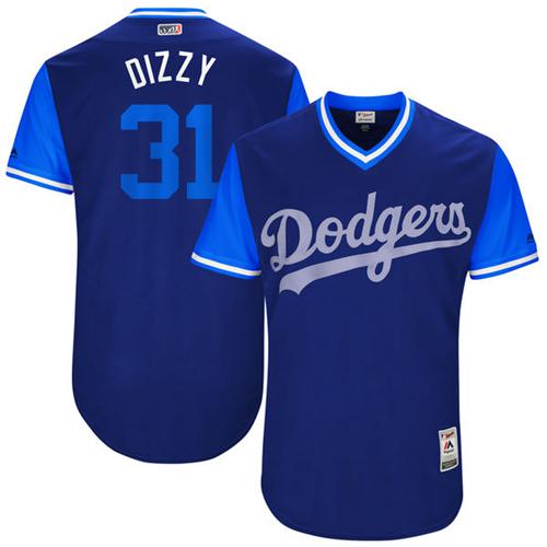 Dodgers #31 Joc Pederson Royal "Dizzy" Players Weekend Authentic Stitched MLB Jersey