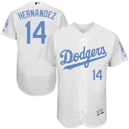 Dodgers #14 Enrique Hernandez White Flexbase Authentic Collection Father's Day Stitched MLB Jersey
