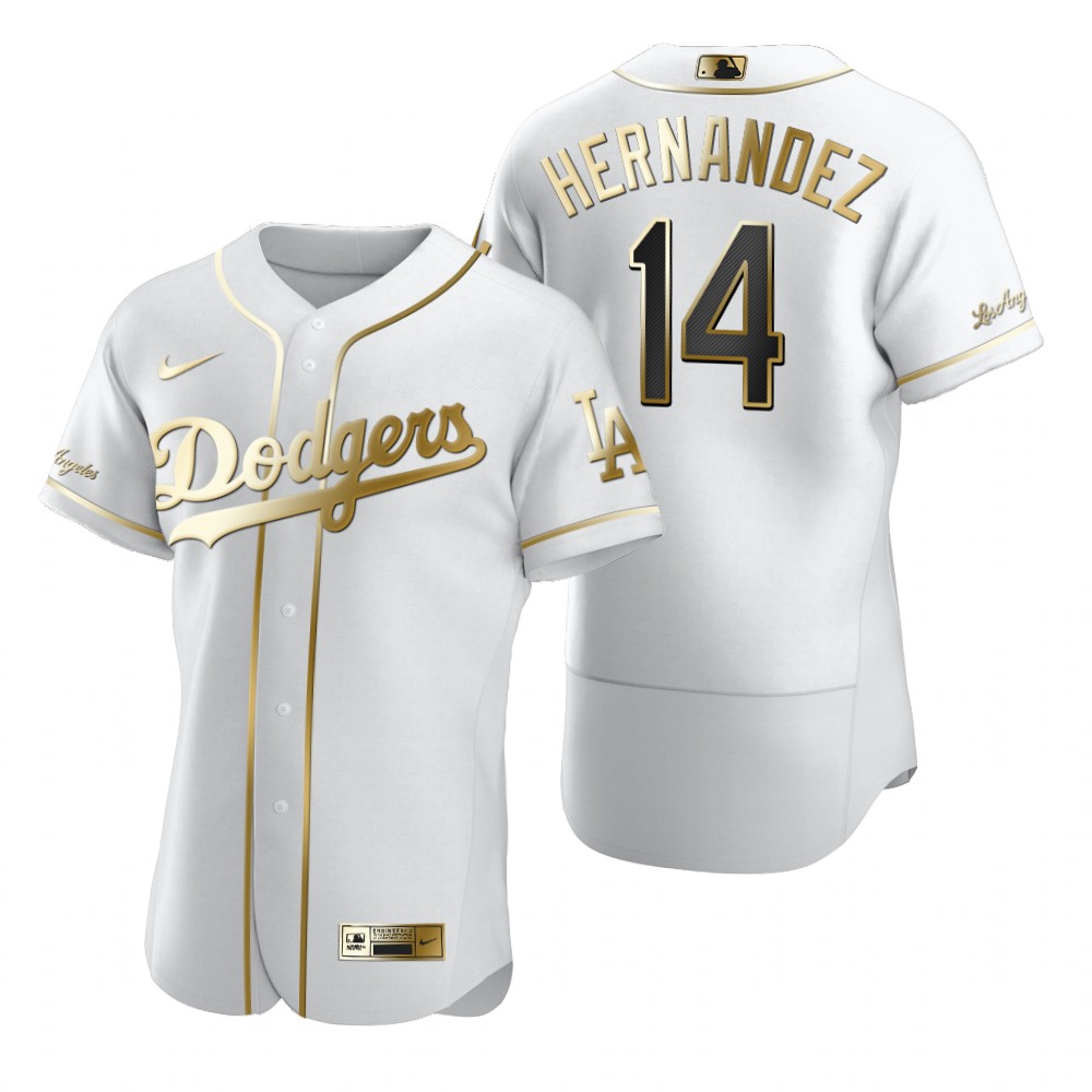 Los Angeles Dodgers #14 Enrique Hernandez White Nike Men's Authentic Golden Edition MLB Jersey