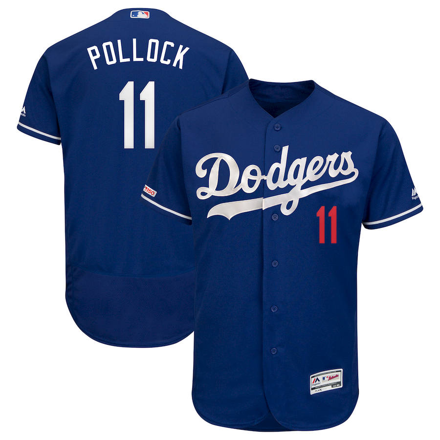 Los Angeles Dodgers #11 AJ Pollock Majestic Alternate Flex Base Authentic Collection Player Jersey Royal