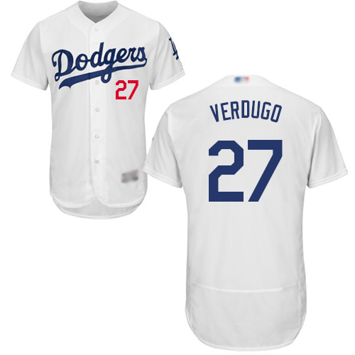 Dodgers #27 Alex Verdugo White Flexbase Authentic Collection Stitched MLB Jersey