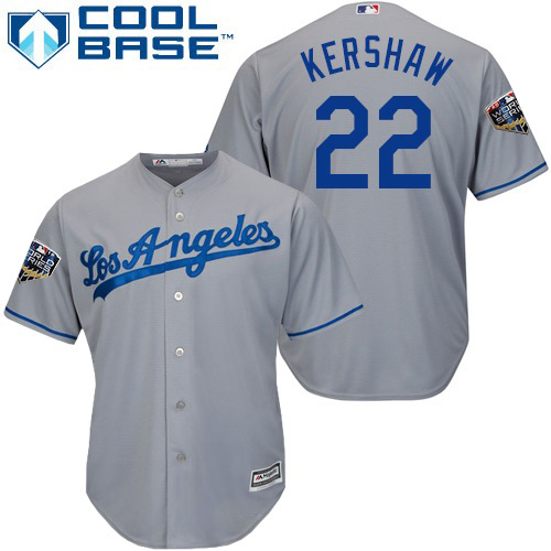 Dodgers #22 Clayton Kershaw Grey New Cool Base 2018 World Series Stitched MLB Jersey