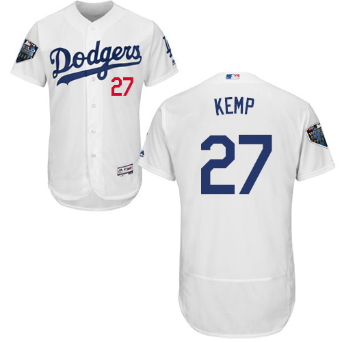 Dodgers #27 Matt Kemp White Flexbase Authentic Collection 2018 World Series Stitched MLB Jersey