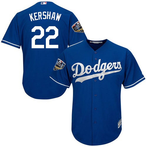 Dodgers #22 Clayton Kershaw Blue New Cool Base 2018 World Series Stitched MLB Jersey