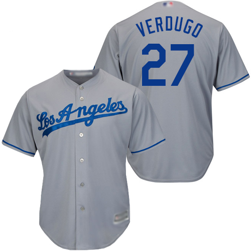 Dodgers #27 Alex Verdugo Grey New Cool Base Stitched MLB Jersey