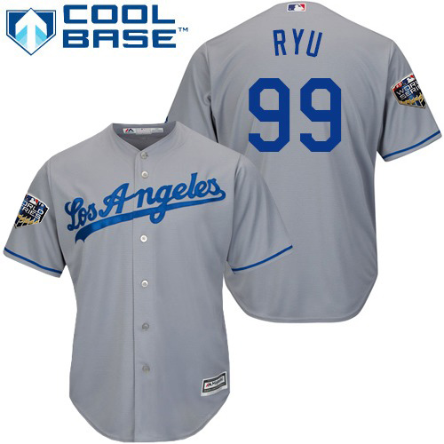 Dodgers #99 Hyun-Jin Ryu Grey New Cool Base 2018 World Series Stitched MLB Jersey