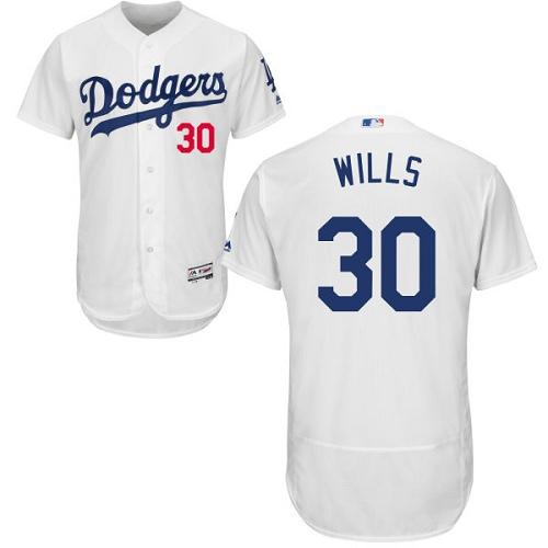 Dodgers #30 Maury Wills White Flexbase Authentic Collection Stitched MLB Jersey