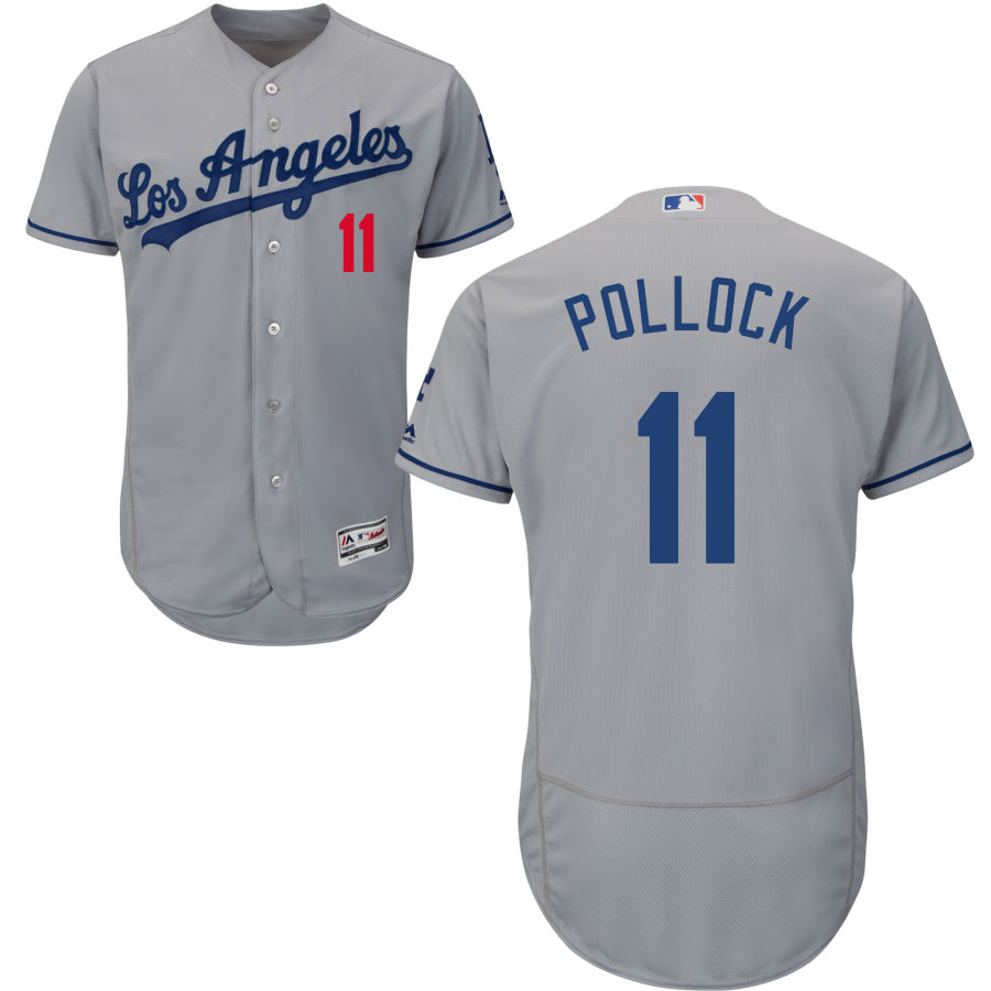 Los Angeles Dodgers #11 A.J. Pollock Grey Flex Base Stitched MLB Jersey