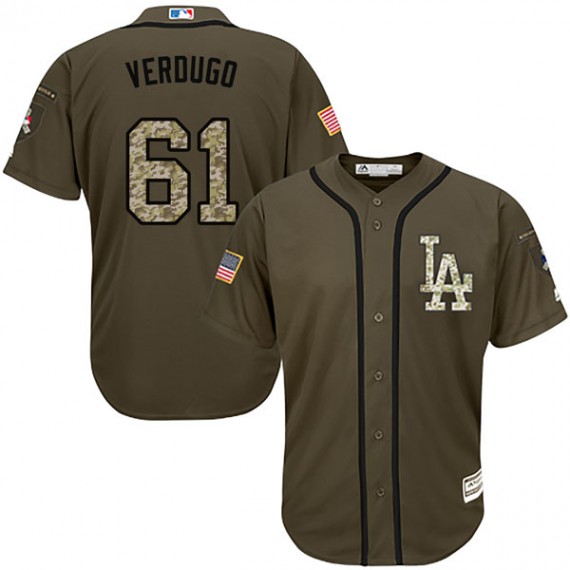 Dodgers #61 Alex Verdugo Green Salute to Service Stitched MLB Jersey