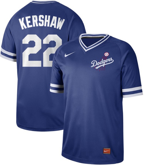 Nike Dodgers #22 Clayton Kershaw Royal Authentic Cooperstown Collection Stitched MLB Jersey