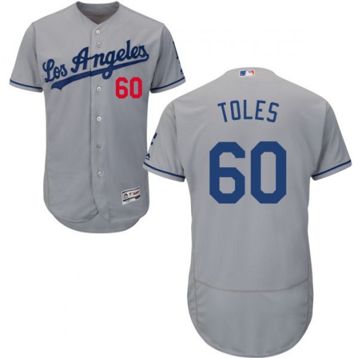 Dodgers #60 Andrew Toles Grey Flexbase Authentic Collection Stitched MLB Jersey