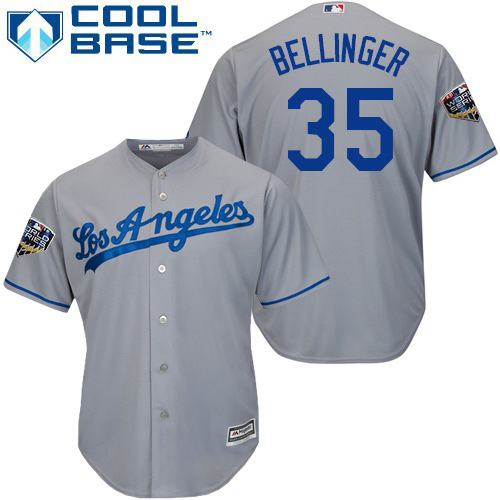 Dodgers #35 Cody Bellinger Grey New Cool Base 2018 World Series Stitched MLB Jersey