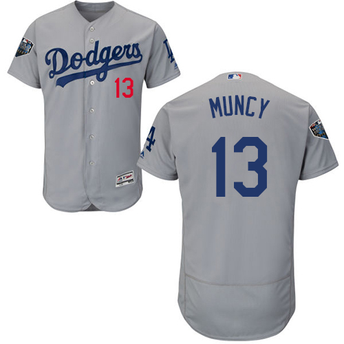 Dodgers #13 Max Muncy Grey Flexbase Authentic Collection 2017 World Series Bound Stitched MLB Jersey