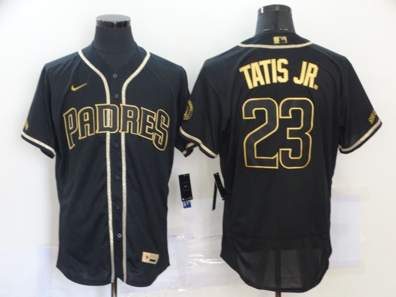 Men's San Diego Padres #23 Fernando Tatis Jr. 2020 Black Golden Flex Base Stitched MLB Jersey
